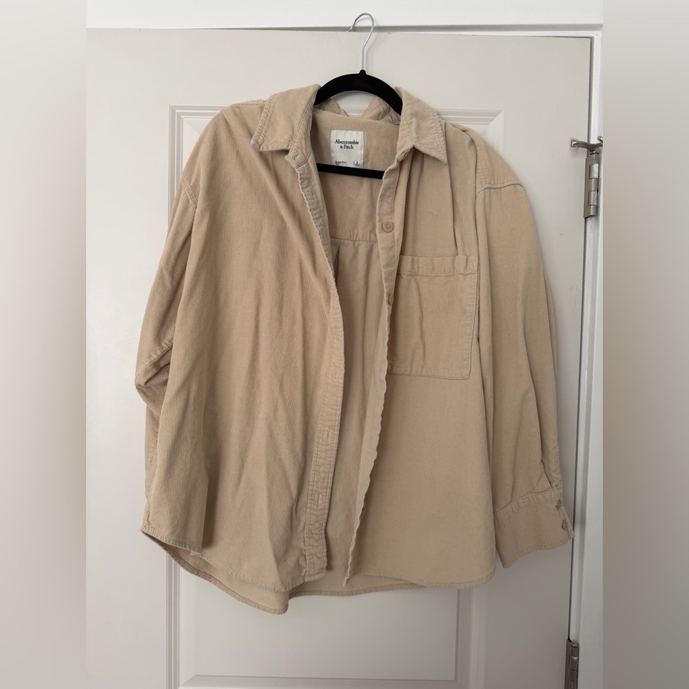 Abercrombie & Fitch Beige Button-Up Shirt Jacket